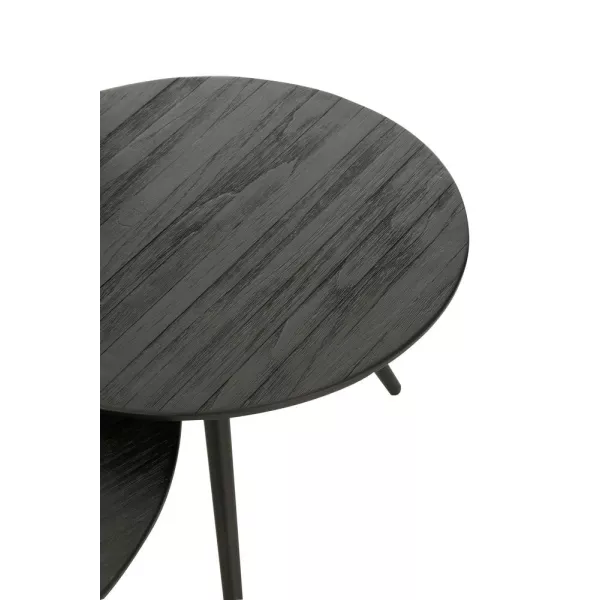 Set de 4 tables basses en teck recyclé PAGO (30x30 cm) (Noir)