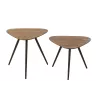 Set de 2 tables basses en teck recyclé PAGO (50x50 cm) (Naturel, noir)