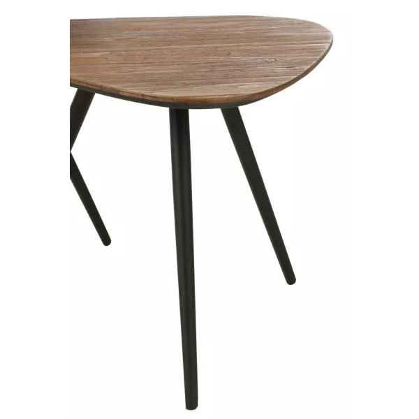 Set de 2 tables basses en teck recyclé PAGO (50x50 cm) (Naturel, noir)