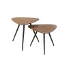 Set de 2 tables basses en teck recyclé PAGO (50x50 cm) (Naturel, noir)