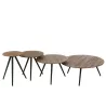 Set de 4 tables basses en teck recyclé PAGO (30x30 cm) (Naturel, noir)