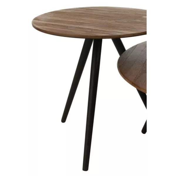 Set de 4 tables basses en teck recyclé PAGO (30x30 cm) (Naturel, noir)