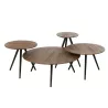 Set de 4 tables basses en teck recyclé PAGO (30x30 cm) (Naturel, noir)