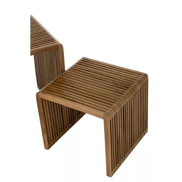 Set de 2 tables basses cubiques en teck recyclé PINGOU (50x45 cm) (Naturel)