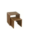 Set de 2 tables basses cubiques en teck recyclé PINGOU (50x45 cm) (Naturel)