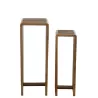 Set de 2 tables hautes cubiques en teck recyclé PINGOU (34x88 cm) (Naturel)