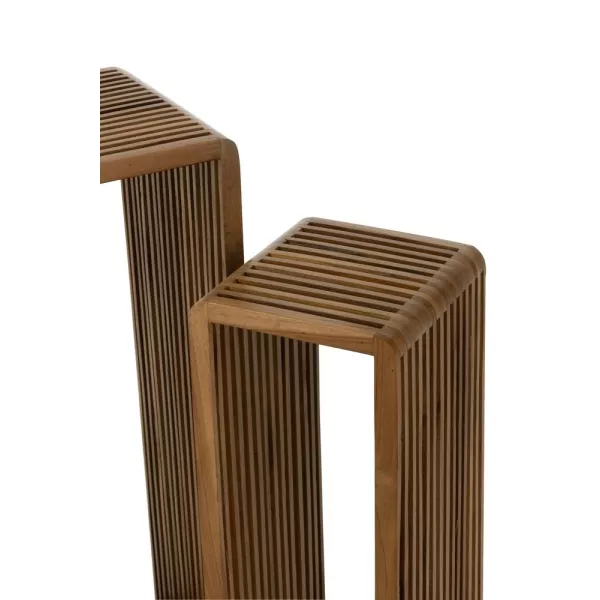 Set de 2 tables hautes cubiques en teck recyclé PINGOU (34x88 cm) (Naturel)