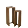 Set de 2 tables hautes cubiques en teck recyclé PINGOU (34x88 cm) (Naturel)