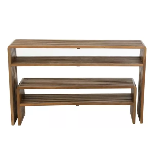 Set de 2 consoles en teck recyclé PINGOU (130x30 cm) (Naturel)