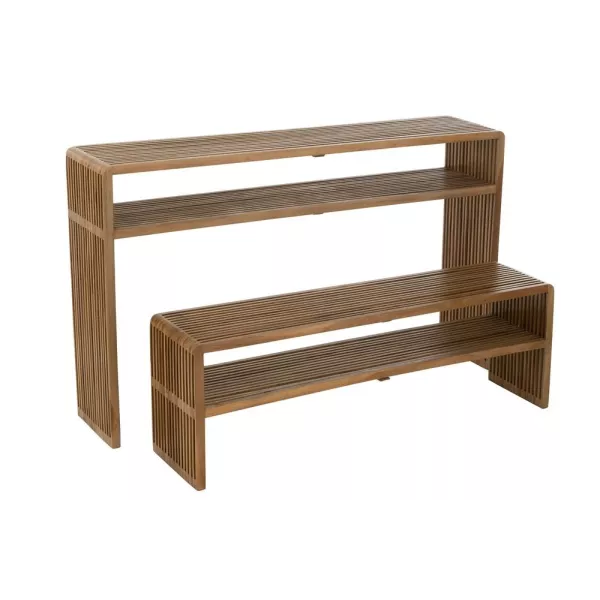 Set de 2 consoles en teck recyclé PINGOU (130x30 cm) (Naturel)