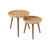 Set de 2 tables d'appoint en rotin et sapin MILON (60x56,5 cm) (Naturel)