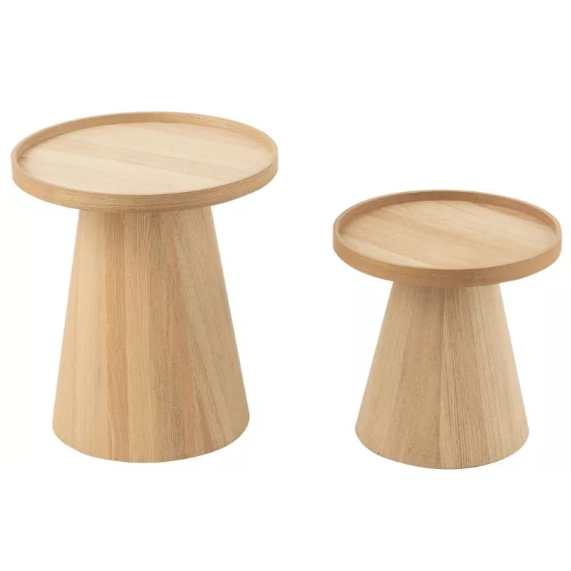 Set de 2 tables basses en bois THINON (45x50 cm) (Naturel)