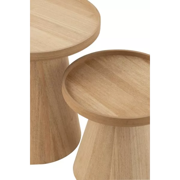 Set de 2 tables basses en bois THINON (45x50 cm) (Naturel)