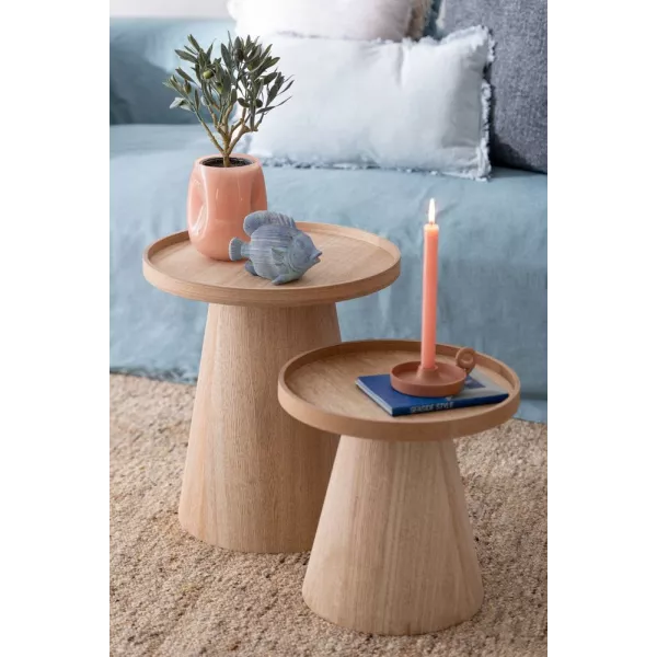 Set de 2 tables basses en bois THINON (45x50 cm) (Naturel)