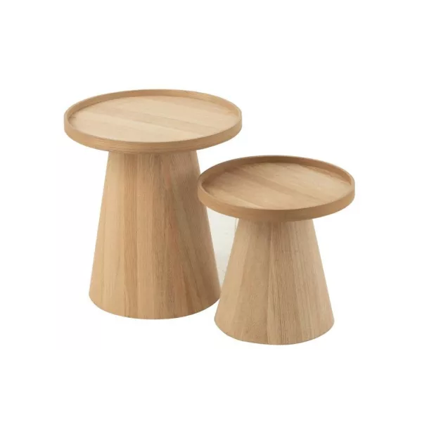 Set de 2 tables basses en bois THINON (45x50 cm) (Naturel)