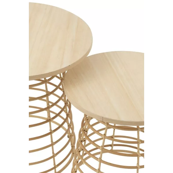 Set de 2 tables basses en bois GINGA (50x50 cm) (Naturel)