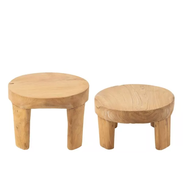 Set de 2 tables basses en teck JONKA (50x35 cm) (Naturel)