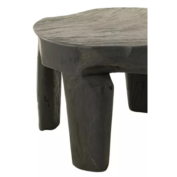 Set de 2 tables basses en teck JONKA (50x35 cm) (Noir)