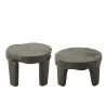 Set de 2 tables basses en teck JONKA (50x35 cm) (Noir)