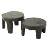 Set de 2 tables basses en teck JONKA (50x35 cm) (Noir)