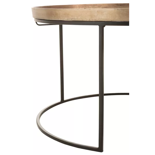 Set de 3 tables gigognes en métal NOURTIN (76x48 cm) (Marron, noir)