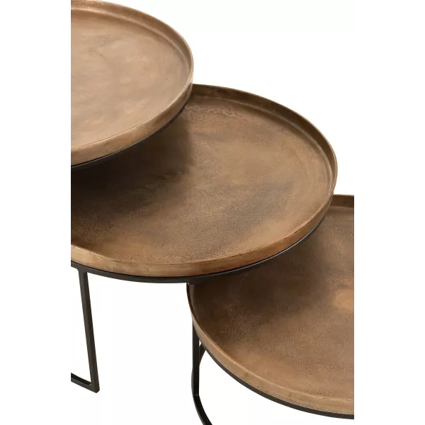 Set de 3 tables gigognes en métal NOURTIN (76x48 cm) (Marron, noir)