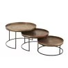 Set de 3 tables gigognes en métal NOURTIN (76x48 cm) (Marron, noir)