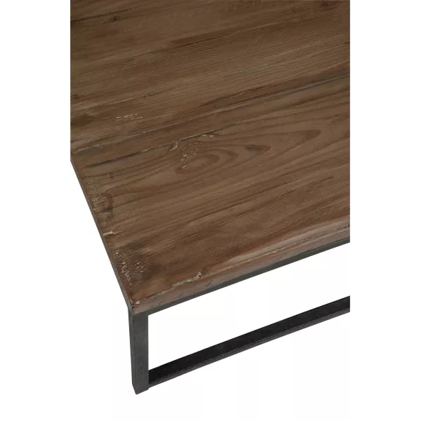 Set de 2 tables de salon en bois et métal MONTOR (120x80 cm) (Marron - Noir)