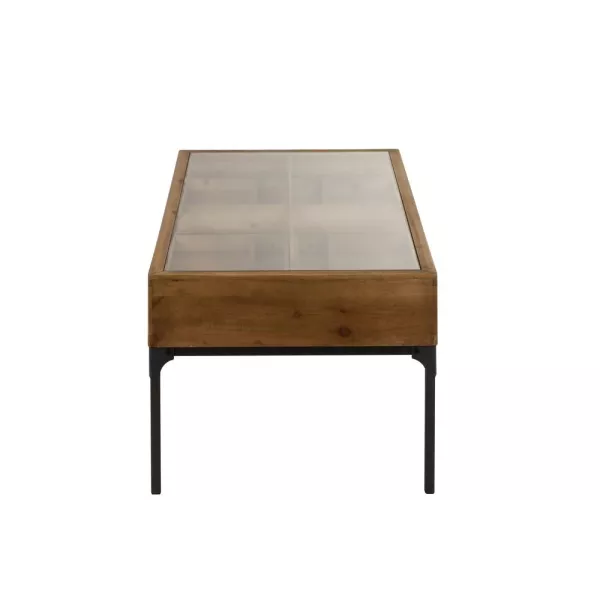 Table basse avec rangement de bouteilles en bois CABIN (120x60 cm) (Naturel, noir)