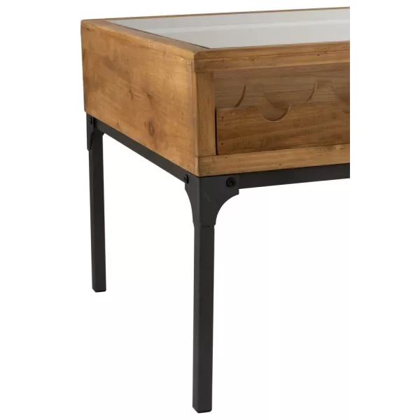 Table basse avec rangement de bouteilles en bois CABIN (120x60 cm) (Naturel, noir)