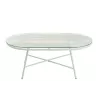 Table basse ovale Intérieur Extérieur en verre et métal PINGO (90x50 cm) (Blanc)