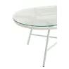 Table basse ovale Intérieur Extérieur en verre et métal PINGO (90x50 cm) (Blanc)