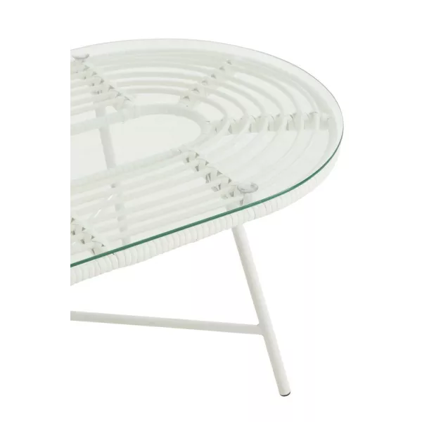 Table basse ovale Intérieur Extérieur en verre et métal PINGO (90x50 cm) (Blanc)