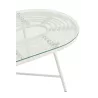 Table basse ovale Intérieur Extérieur en verre et métal PINGO (90x50 cm) (Blanc)