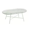 Table basse ovale Intérieur Extérieur en verre et métal PINGO (90x50 cm) (Blanc)