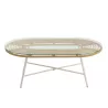 Table basse ovale Intérieur Extérieur en verre et métal PINGO (90x50 cm) (Naturel, blanc)