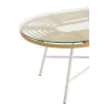 Table basse ovale Intérieur Extérieur en verre et métal PINGO (90x50 cm) (Naturel, blanc)