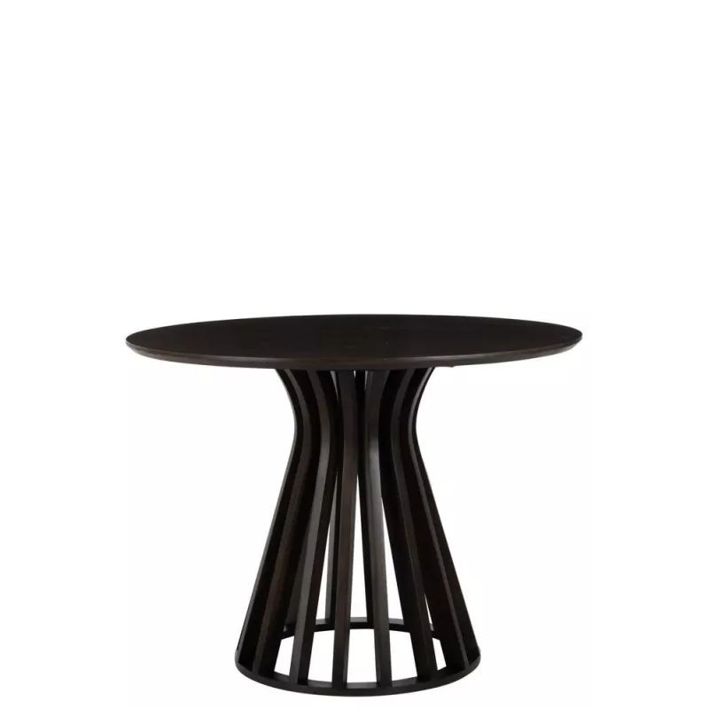 Table à manger ronde en bois de manguier FLOURON (110x110 cm) (Noir)