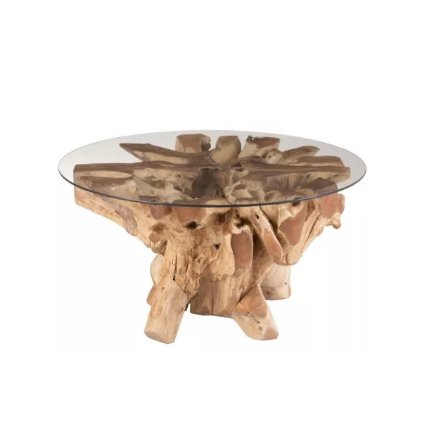 Table de salon en bois de teck ZOUMBA (83x90 cm) (Naturel)