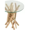 Table d'appoint en verre et bois de teck ZAKA (50x50 cm) (Naturel)