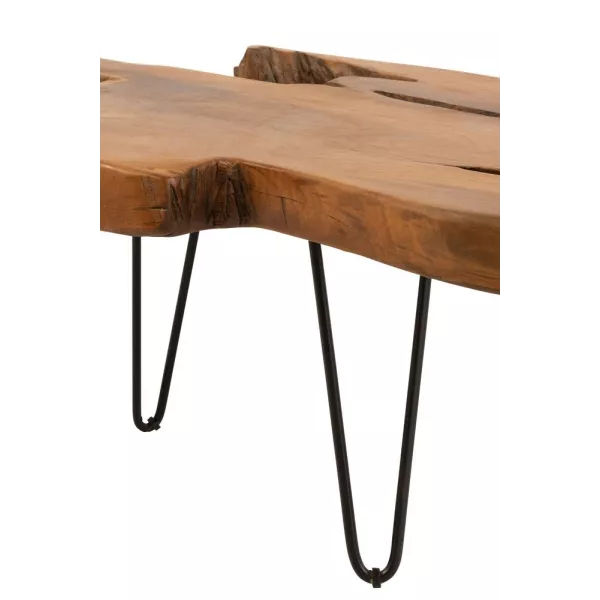 Table de salon en bois de teck et métal POULINE (107,5x59,5 cm) (Marron)