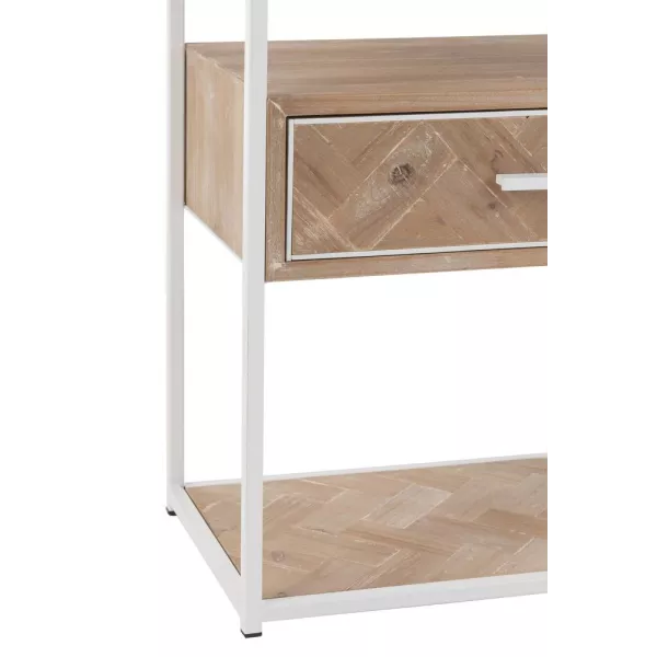 Table d'appoint en bois et métal PAGON (50x30 cm) (Blanc, Naturel)