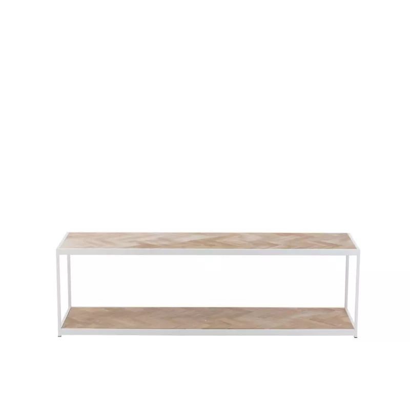 Table de salon en bois et métal PAGON (150x40 cm) (Blanc, Naturel)