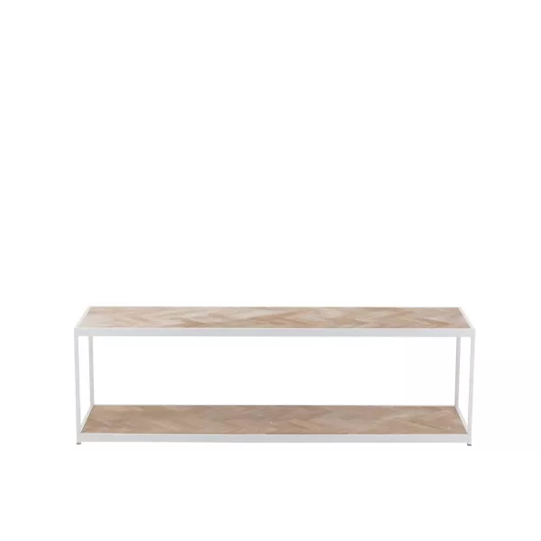 Table de salon en bois et métal PAGON (150x40 cm) (Blanc, Naturel)