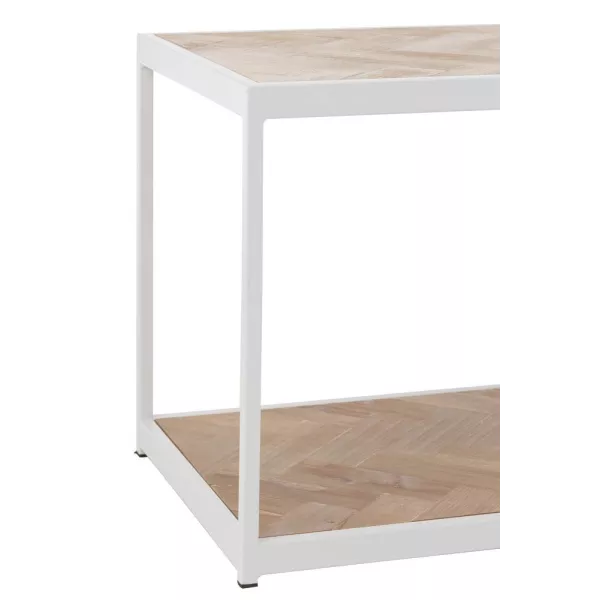 Table de salon en bois et métal PAGON (150x40 cm) (Blanc, Naturel)