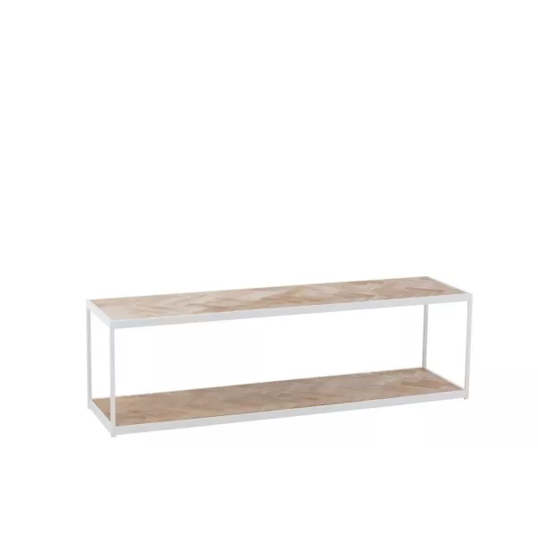 Table de salon en bois et métal PAGON (150x40 cm) (Blanc, Naturel)