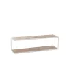 Table de salon en bois et métal PAGON (150x40 cm) (Blanc, Naturel)