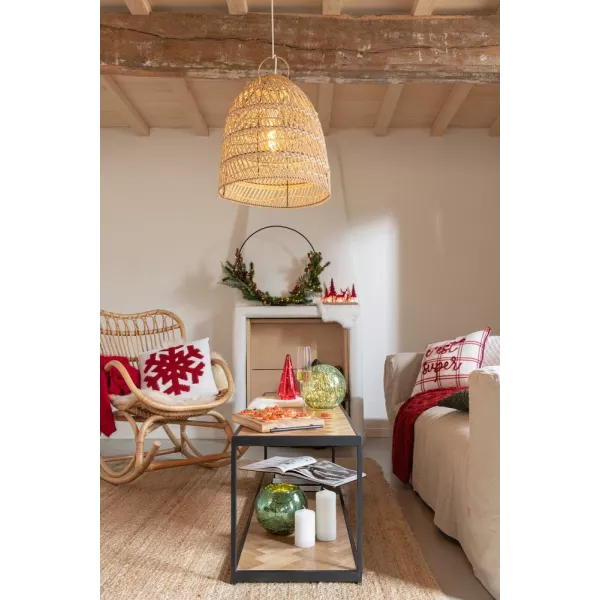 Table de salon en bois et métal PAGON (150x40 cm) (Noir, naturel)