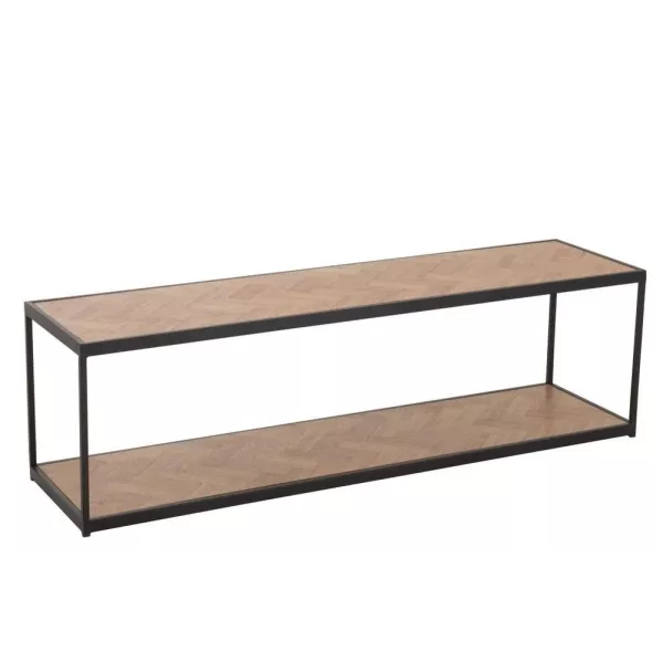 Table de salon en bois et métal PAGON (150x40 cm) (Noir, naturel)