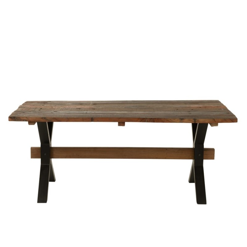 Table à manger en bois vielli MANTO (180x89 cm) (Marron, noir)